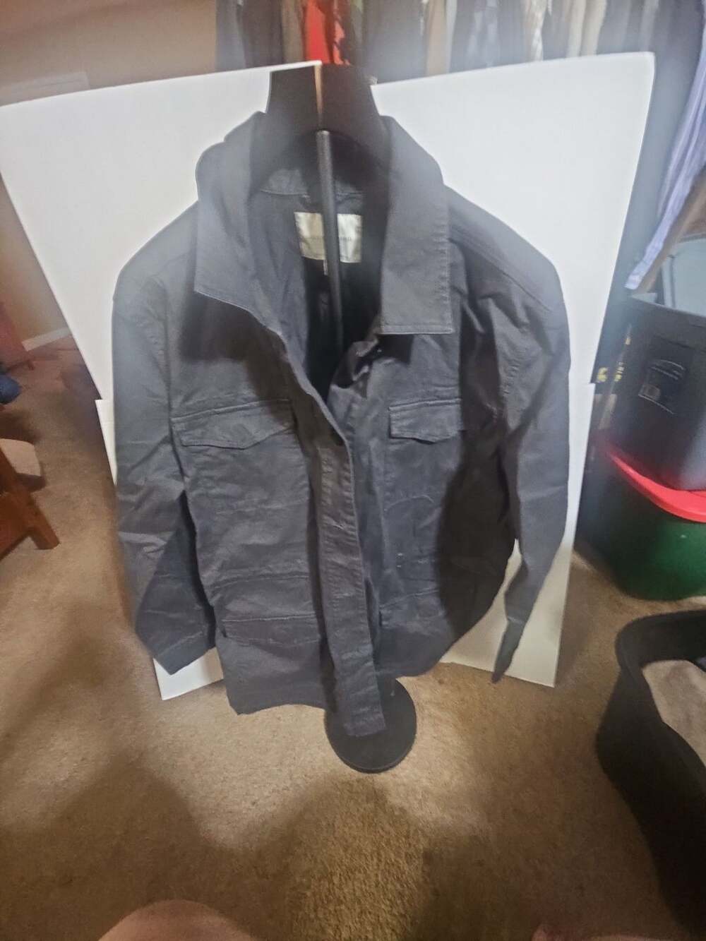 Lucky Brand Utility Jacket Size L Black Cotton Cargo Pocket